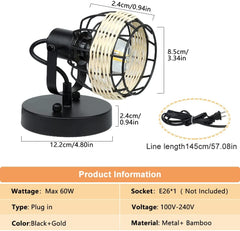 Depuley Wall Spotlight Fixture, Rustic Cage Wall Light with Plug in Cord, Adjustable Flush Mount Track Lighting - WS-FNG45-40B 3 | Depuley