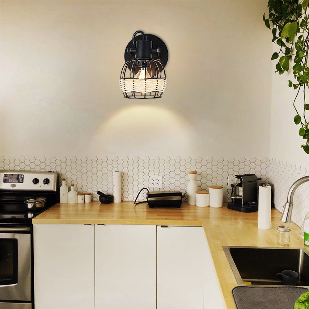 Depuley Wall Spotlight Fixture, Rustic Cage Wall Light with Plug in Cord, Adjustable Flush Mount Track Lighting - WS-FNG45-40B 7 | Depuley