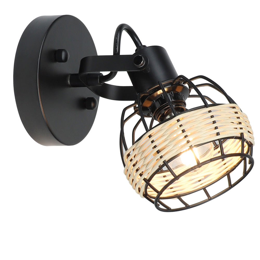 Depuley Wall Spotlight Fixture, Rustic Cage Wall Light with Plug in Cord, Adjustable Flush Mount Track Lighting - WS-FNG45-40B 8 | Depuley