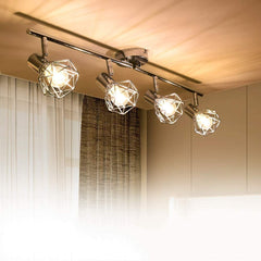 DLLT 4 Lights Track Lighting 4-Way Modern Flush Mount Ceiling & Wall Decorative Lamp with Adjustable Head, Directional Caged Spot Lighting Fixture for Kitchen Bedroom Living Room, E12 Lamp Base (Bulbs Included) - WSSD07-4S 2 | Depuley