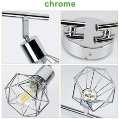 DLLT 4 Lights Track Lighting 4-Way Modern Flush Mount Ceiling & Wall Decorative Lamp with Adjustable Head, Directional Caged Spot Lighting Fixture for Kitchen Bedroom Living Room, E12 Lamp Base (Bulbs Included) - WSSD07-4S 7 | Depuley