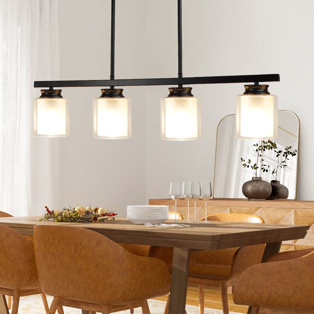 DLLT Kitchen Island Pendant Light Fixture, Lights Metal Farmhouse Chandeliers, Vintage Flush Mount Ceiling Hanging Lighting with Glass Shade for