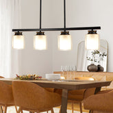 DLLT Kitchen Island Pendant Light Fixture, 4 Lights Metal Farmhouse Chandeliers, Vintage Flush Mount Ceiling Hanging Lighting with Glass Shade for Dining Room, Foyer, Restaurant, Bar - WSCDD24-B4 1 | Depuley