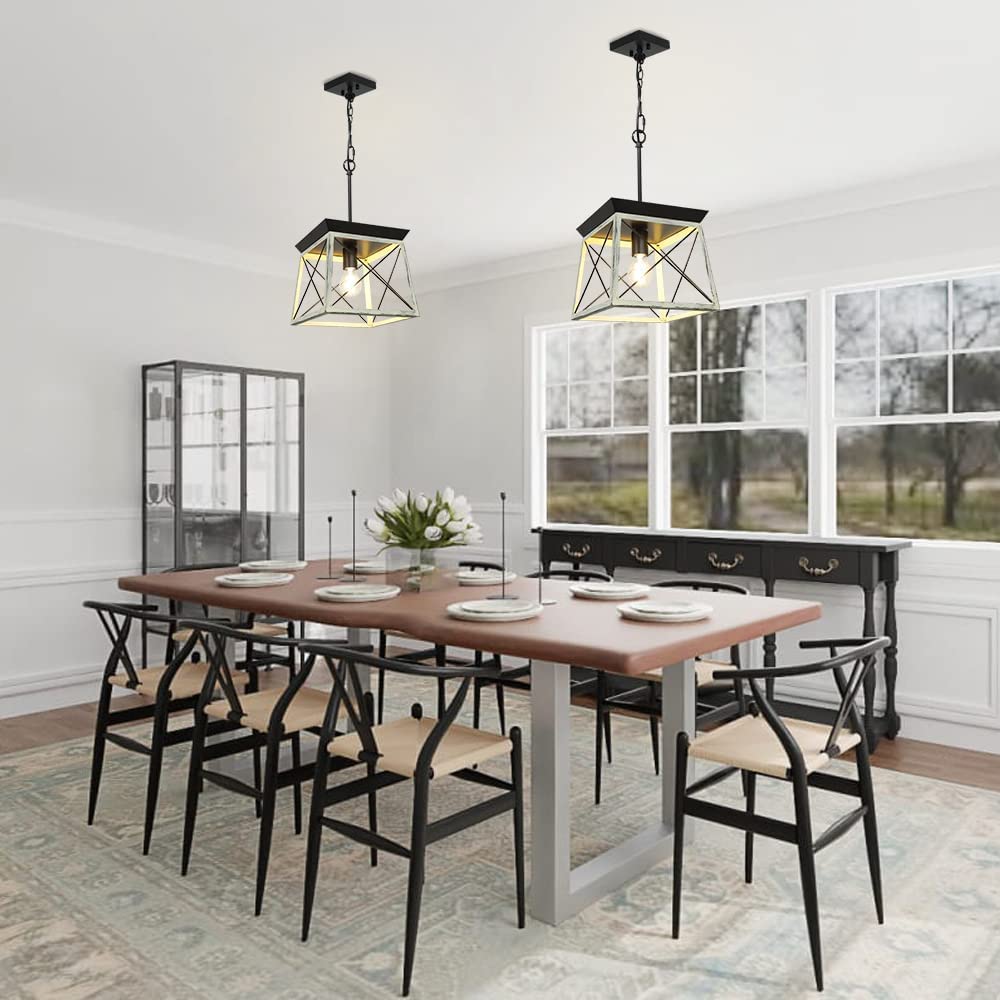 Depuley Farmhouse Pendant Light Fixture, Adjustable Rustic Island Light, Industrial Square Chandelier Lighting Ceiling Hanging - WS-FND64-60B 6 | Depuley