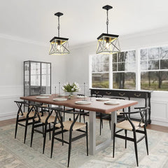 Depuley Farmhouse Pendant Light Fixture, Adjustable Rustic Island Light, Industrial Square Chandelier Lighting Ceiling Hanging - WS-FND64-60B 6 | Depuley