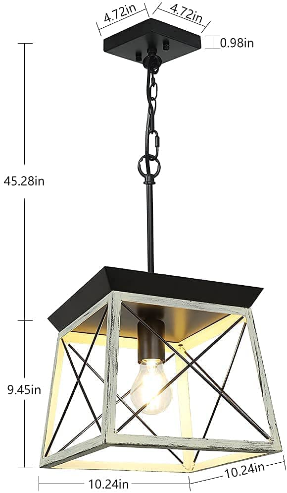Depuley Farmhouse Pendant Light Fixture, Adjustable Rustic Island Light, Industrial Square Chandelier Lighting Ceiling Hanging - WS-FND64-60B 2 | Depuley