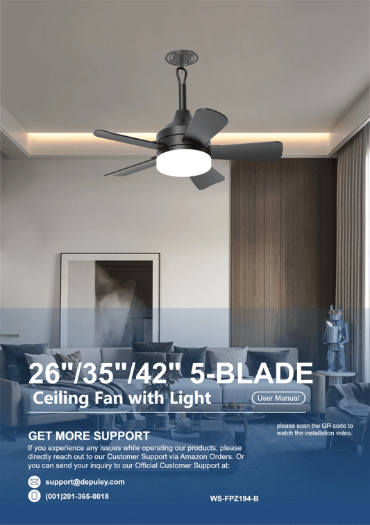 WS-FPZ194-B Hanging Design 5-blade Fan User Manual - DEPULEY