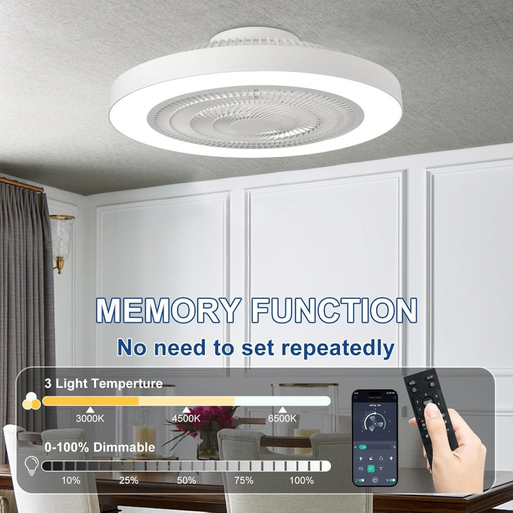 19" White Ceiling Fan with Light and Remote - WS-FPZ223-20C-WH-B 5 | DEPULEY