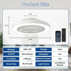 19" White Ceiling Fan with Light and Remote - WS-FPZ223-20C-WH-B 6 | DEPULEY