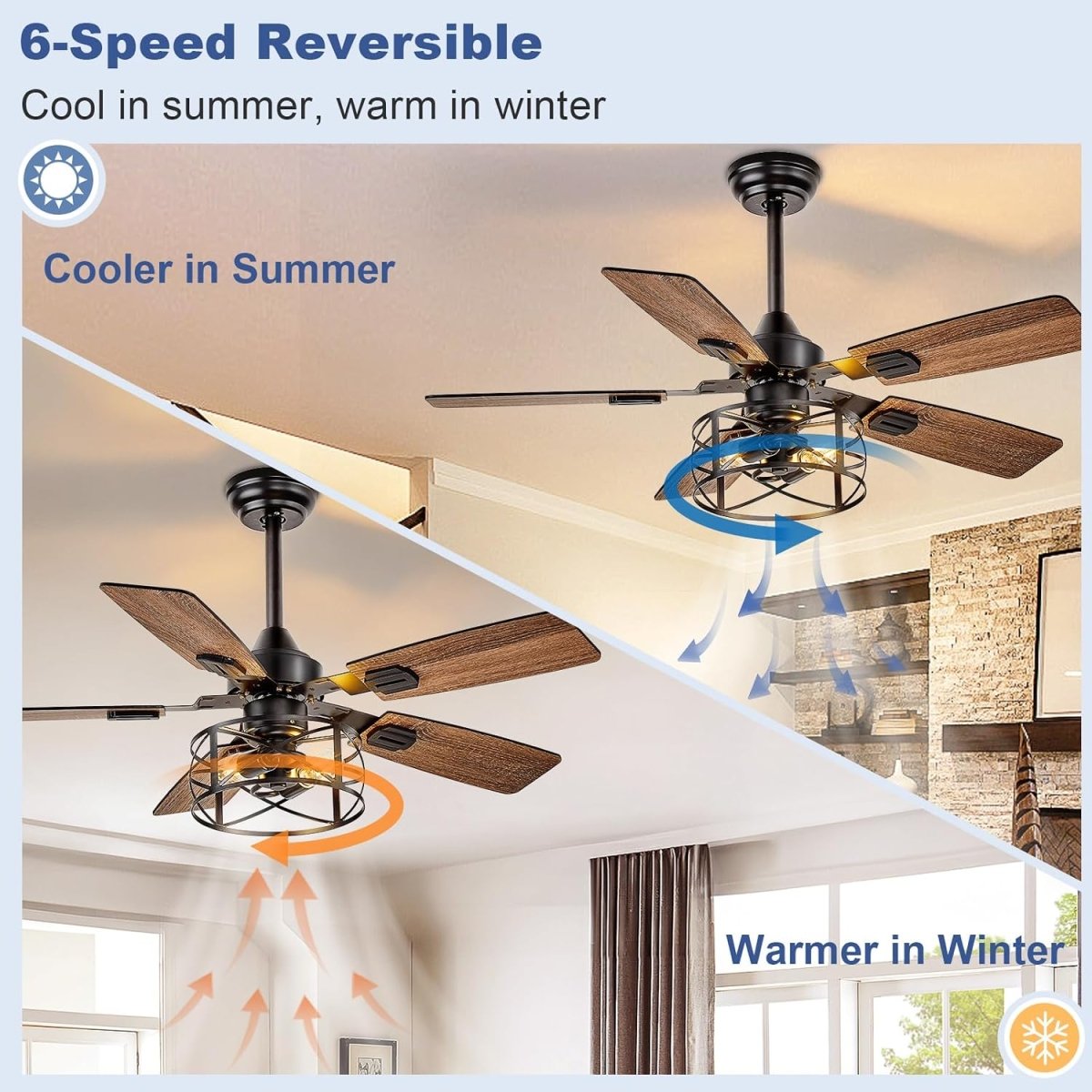 42" Caged Ceiling Fan with Light and Remote - WS-FPZ189-35C-BK-AP.NA 3 | DEPULEY