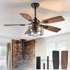 42" Caged Ceiling Fan with Light and Remote - WS-FPZ189-35C-BK-AP.NA 1 | DEPULEY