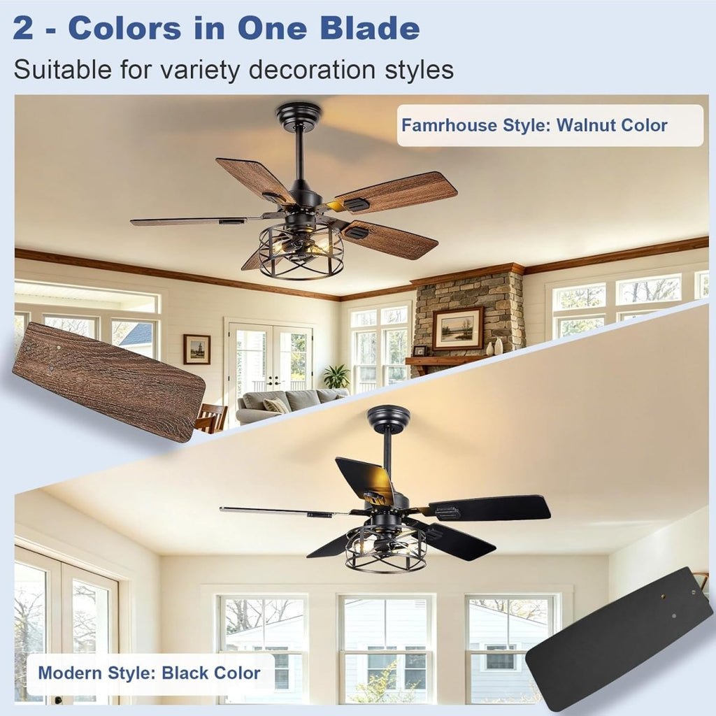 42" Caged Ceiling Fan with Light and Remote - WS-FPZ189-35C-BK-AP.NA 4 | DEPULEY