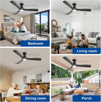 52" Black Ceiling Fan with Light and Remote - GM-WS-FPZ186-18C-BK-AP 6 | DEPULEY