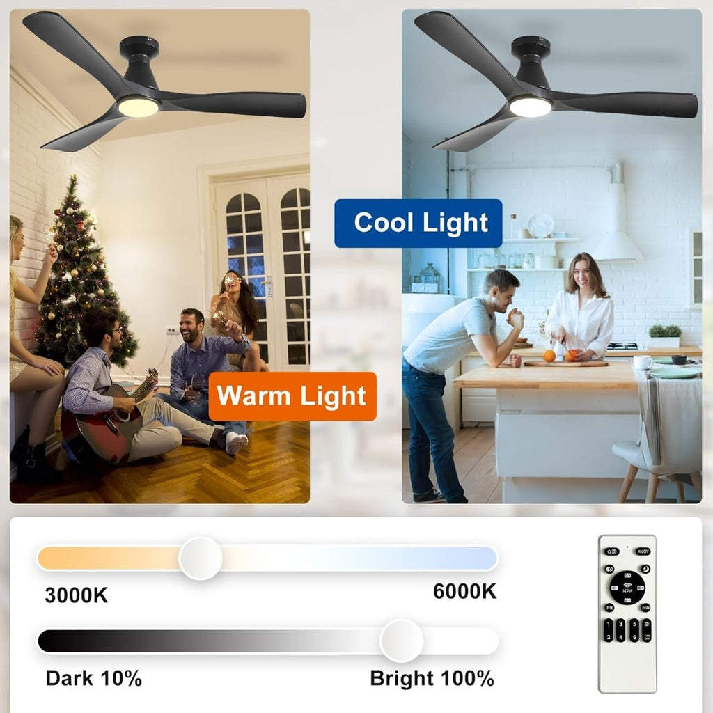 52" Black Ceiling Fan with Light and Remote - GM-WS-FPZ186-18C-BK-AP 7 | DEPULEY