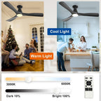 52" Black Ceiling Fan with Light and Remote - GM-WS-FPZ186-18C-BK-AP 7 | DEPULEY