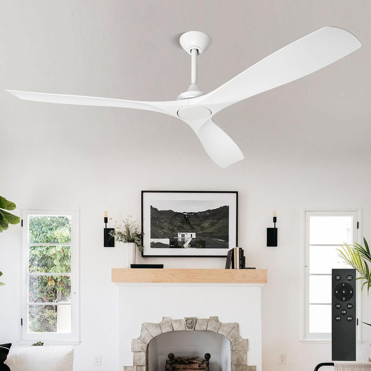 DIGLED 60" / 52‘’ Ceiling Fans with Lights and Remote Control or APP Control, Modern 3 Blades Wood Ceiling Fan with Lights Noiseless Reversible DC Motor for Outdoor Covered Patios/Farmhouse/Living Room, White, Pre-sale