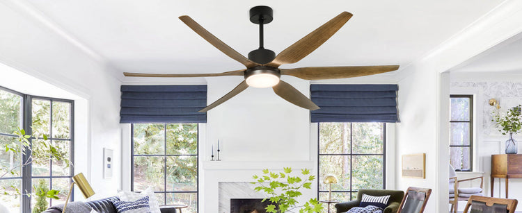 Depuley 66" Ceiling Fans with Lights Remote Control, Indoor Outdoor Black Ceiling Fan with 6 Blades, Dimmable Modern Room Fan for Patio Living Room, Summer House, Office, Reversible Quiet DC Motor