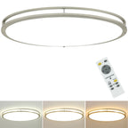 DLLT 65W Dimmable LED Flush Mount Ceiling Light with Remote, 32" Oval Brush Nickel Finish Close to Ceiling Light Fixture for Bedroom/Living Room/Kitchen Lighting, 3CCT Adjustable
