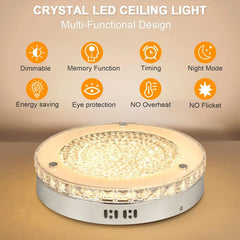 Depuley 18W LED Crystal Ceiling Light with Remote, 11-Inch Modern Dimmable Close to Ceiling Lights Fixtures, 1440LM 3 Color Changeable - WSCL40-B18C 3 | DEPULEY