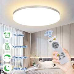 Depuley 24W Modern Dimmable Led Flush Mount Ceiling Light Fixture with Remote - 13 Inch Round Close to Ceiling Lights for Bedroom/Kitchen/Dining Room Lighting, Timing, 3000K-6000K 3 Light Color Changeable - WSCL09-24C 4 | DEPULEY