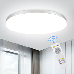 Depuley 24W Modern Dimmable Led Flush Mount Ceiling Light Fixture with Remote - 13 Inch Round Close to Ceiling Lights for Bedroom/Kitchen/Dining Room Lighting, Timing, 3000K-6000K 3 Light Color Changeable - WSCL09-24C 2 | DEPULEY