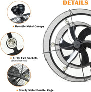 Depuley 26” Farmhouse Ceiling Fan with 6 Lights, Industrial Indoor/Outdoor Ceiling Fan Lighting, Matte Black Flush Mount Ceiling Fan Lights, Cage Ceiling Fan with Remote 6 Speed Timing (Bulb Not Incl) - WS-FPZ17-60B 4 | DEPULEY
