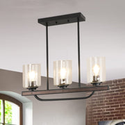 Depuley 3- Light Rustic Pendant Light Fixture, 24" Ceiling Hanging Light with Glass Shade, Adjustable Farmhouse Black Chandelier Lighting - WS-FND75-60B 1 | DEPULEY