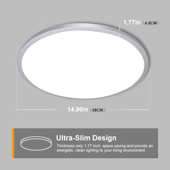 Depuley 35W Modern Dimmable LED Flush Mount Ceiling Light Fixture with Remote 15-Inch Round Close to Ceiling Lights for Living Room, Bedroom, Dining Room Lighting, Timing, 3-Color Changeable - WSCL15-35C-S 3 | DEPULEY