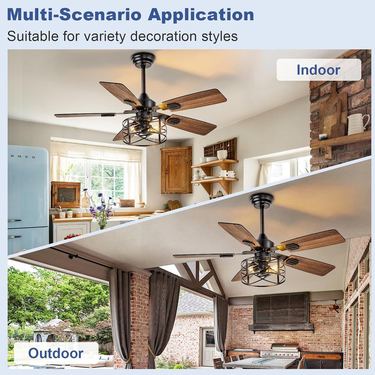 Depuley 42-inch black walnut caged ceiling fan image 5