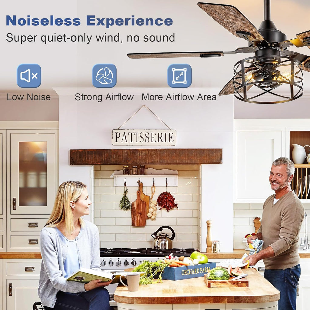 Depuley 42-inch black walnut caged ceiling fan image 6
