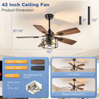 Depuley 42-inch black walnut caged ceiling fan image 7