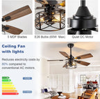 Depuley 42-inch black walnut caged ceiling fan image 8
