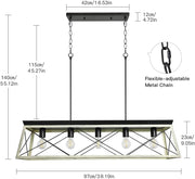Depuley 5-Light Industrial Kitchen Island Pendant Light Fixture, Farmhouse Metal Chandelier Lighting Fixture Ceiling Hanging with Oak White Frame - WS-FND56-60B 2 | DEPULEY