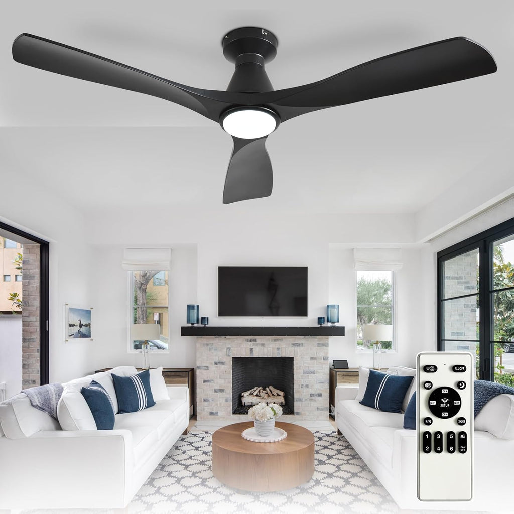 Depuley 52-inch black three-blade ceiling fan image 1