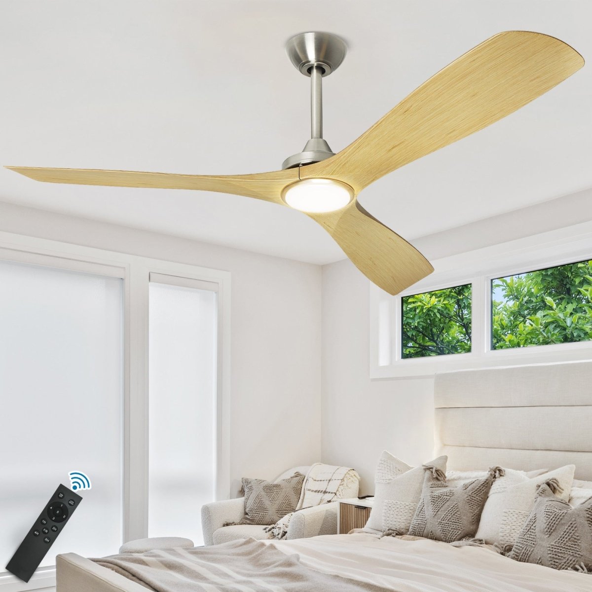 Depuley 52" Ceiling Fans with LED Lights and Remote, Modern Ceiling Fan Noiseless Reversible DC Motor for Kitchen/Patio/Farmhouse & Covered Outdoor Lighting, Timing, 3 Light Color Changeable - WS-FPZ40-18C-NE 1 | DEPULEY
