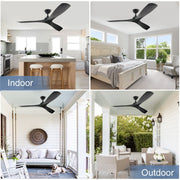 Depuley 52" Modern Ceiling Fan No Light with Remote, Indoor/Outdoor Ceiling Fan Without Light, 3 Blade Low Profile Fan for Patios/Farmhouse Reversible DC Motor, 2 Downrods, Quiet Energy Saving, Black - WS-FPZ42-18B-BL 6 | DEPULEY