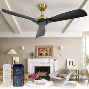 Depuley 52" Modern Ceiling Fan No Light with Remote, Indoor/Outdoor Ceiling Fan Without Light, 3 Blade Low Profile Fan for Patios/Farmhouse Reversible DC Motor, 2 Downrods, Quiet Energy Saving, Black - WS - FPZ180 - 18B - BG 9 | DEPULEY