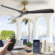 Depuley 52" Modern Ceiling Fan No Light with Remote, Indoor/Outdoor Ceiling Fan Without Light, 3 Blade Low Profile Fan for Patios/Farmhouse Reversible DC Motor, 2 Downrods, Quiet Energy Saving, Black - WS - FPZ180 - 18B - BG 11 | DEPULEY