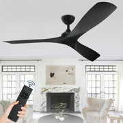 Depuley 52" Modern Ceiling Fan No Light with Remote, Indoor/Outdoor Ceiling Fan Without Light, 3 Blade Low Profile Fan for Patios/Farmhouse Reversible DC Motor, 2 Downrods, Quiet Energy Saving, Black - WS-FPZ42-18B-BL 1 | DEPULEY