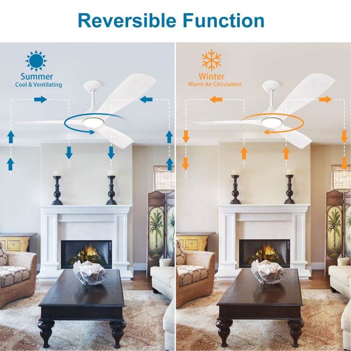 Depuley 52" Modern Ceiling Fan with Lights Remote Control, Low Profile Ceiling Fans Noiseless Reversible DC Motor for Bedroom/Living Room/Study/Patio Lighting, Timing, 3 Light Color Changeable-White - WS-FPZ40-18C-WH 4 | DEPULEY