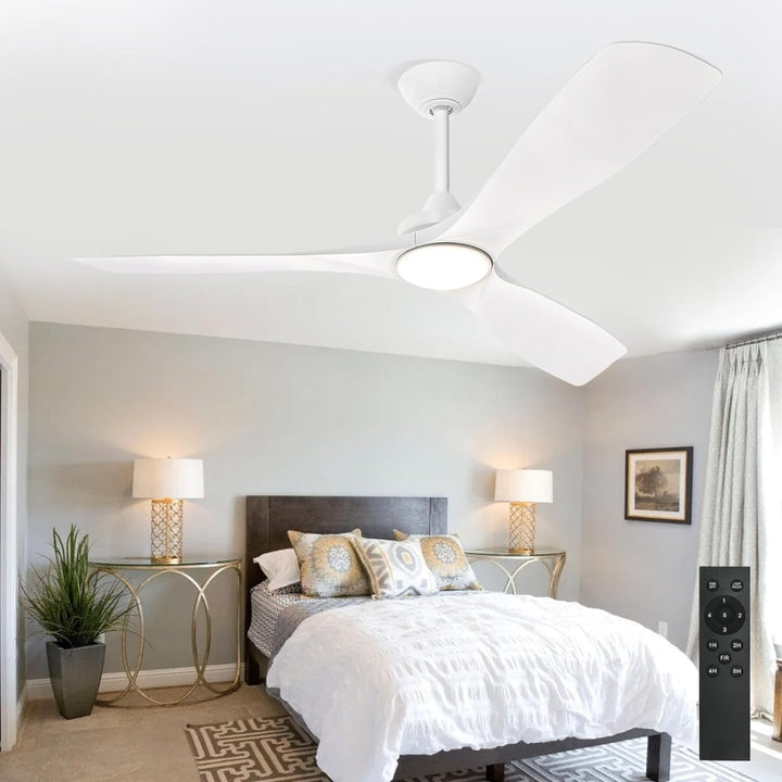 Depuley 52" Modern Ceiling Fan with Lights Remote Control, Low Profile Ceiling Fans Noiseless Reversible DC Motor for Bedroom/Living Room/Study/Patio Lighting, Timing, 3 Light Color Changeable-White - WS-FPZ40-18C-WH 2 | DEPULEY
