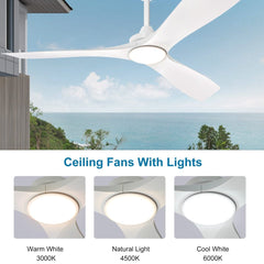 Depuley 52" Modern Ceiling Fan with Lights Remote Control, Low Profile Ceiling Fans Noiseless Reversible DC Motor for Bedroom/Living Room/Study/Patio Lighting, Timing, 3 Light Color Changeable-White - WS-FPZ40-18C-WH 3 | DEPULEY