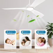 Depuley 52" Modern Ceiling Fan with Lights Remote Control, Low Profile Ceiling Fans Noiseless Reversible DC Motor for Bedroom/Living Room/Study/Patio Lighting, Timing, 3 Light Color Changeable-White - WS-FPZ40-18C-WH 5 | DEPULEY