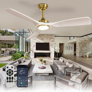 Depuley 52" Modern Ceiling Fan with Lights Remote Control, Low Profile Ceiling Fans Noiseless Reversible DC Motor for Bedroom/Living Room/Study/Patio Lighting, Timing, 3 Light Color Changeable - White - WS - FPZ180 - 18B - WG 12 | DEPULEY