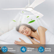 Depuley 52" Modern Ceiling Fan with Lights Remote Control, Low Profile Ceiling Fans Noiseless Reversible DC Motor for Bedroom/Living Room/Study/Patio Lighting, Timing, 3 Light Color Changeable-White - WS-FPZ40-18C-WH 8 | DEPULEY