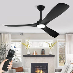 Depuley 52" Remote Ceiling Fan with Lights, Low Profile Modern Ceiling Fans, Noiseless Reversible DC Motor for Bedroom/Living Room/Study/Gazebo Lighting, Timing, 3 Light Color Changeable-Matte Black - WS-FPZ40-18C-BL 1 | DEPULEY