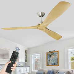 Depuley 60 Inch Large Ceiling Fan No Light with Remote, Low Profile Modern Ceiling Fans Without Lights, Noiseless Reversible DC Motor for Patio/Kitchen/Farmhouse & Covered Outdoor, Timer-Wood Color - WS-FPZ43-18B-NE 2 | DEPULEY