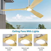 Depuley 60 Inch Low Profile Ceiling Fan with Lights 3 Blade Fan with Noiseless Reversible Motor, Ceiling Fan with Remote Control for Indoor living Room, Kitchen, Bedroom,Outdoor Covered Patio - WS-FPZ41-18C-NE 4 | DEPULEY