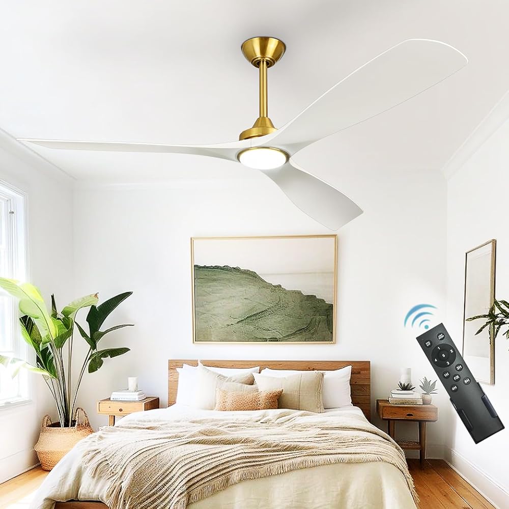 Depuley 60" Modern Ceiling Fan with Lights and Remote, Large Ceiling Fans Noiseless Reversible DC Motor for Patios/Living Room/Study/Gazebo Lighting, Timing, 3 Light Color Changeable - White - WS - FPZ41 - 18B - WG 11 | DEPULEY