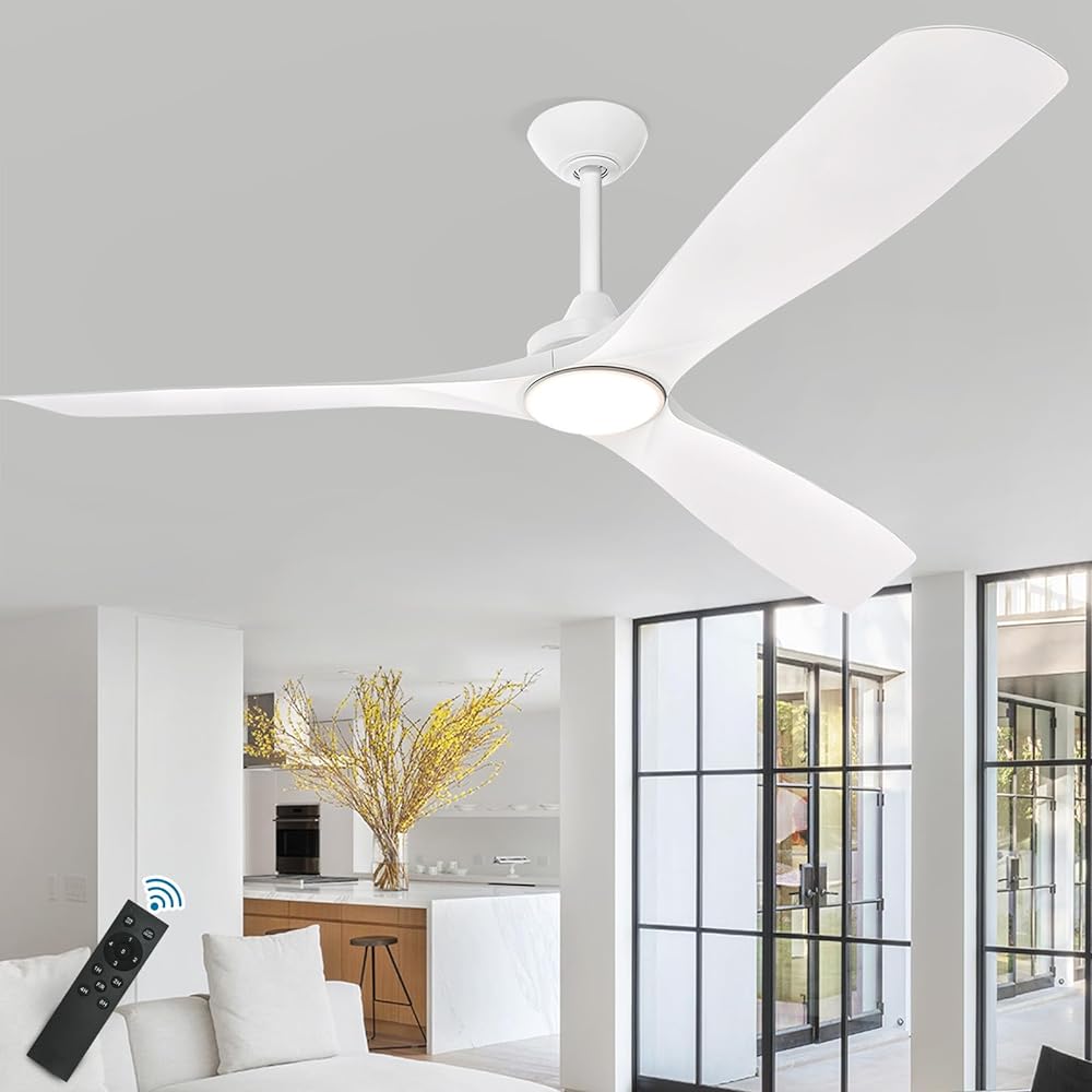 Depuley 60" Modern Ceiling Fan with Lights and Remote, Large Ceiling Fans Noiseless Reversible DC Motor for Patios/Living Room/Study/Gazebo Lighting, Timing, 3 Light Color Changeable-White - WS-FPZ41-18C-WH 2 | DEPULEY